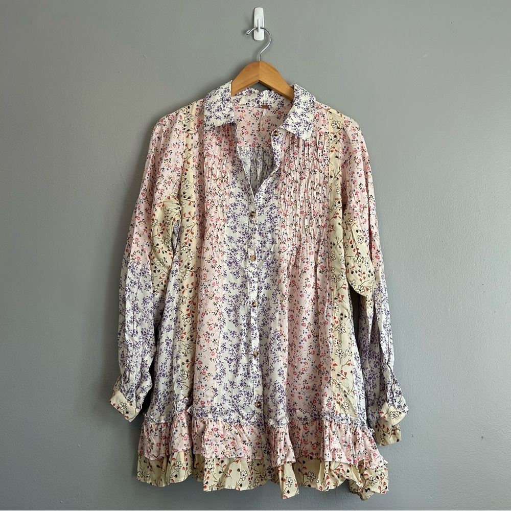 Free People Multicolor Floral Blouse